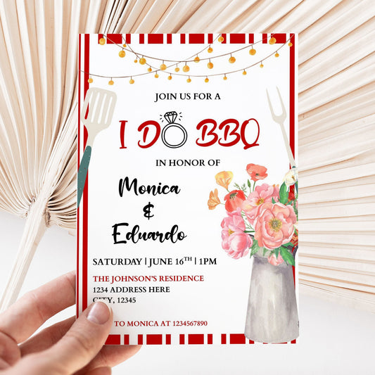 editable BBQ engagement invitation Canva