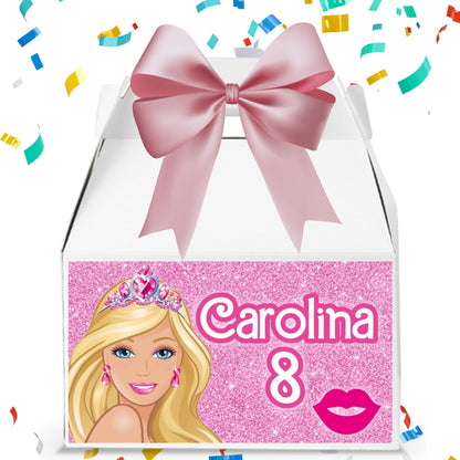 Barbie Favor Box Label - Gable Box Label - Mama Life Printables