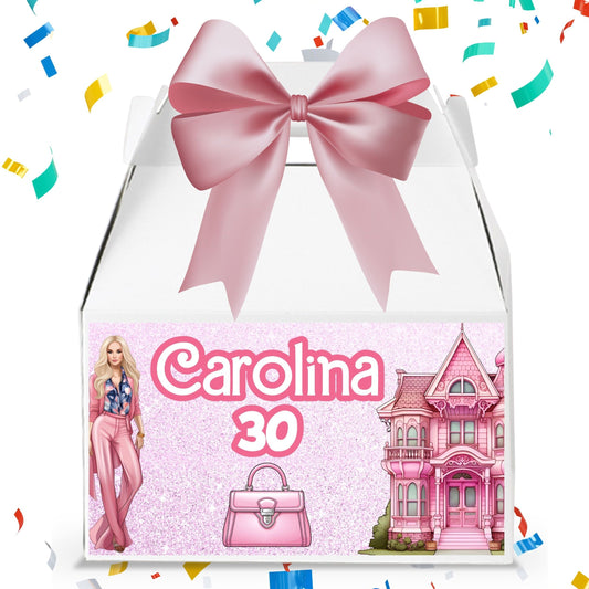 Barbie Favor Box Label - Gable Box Label - Mama Life Printables