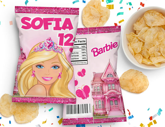 Barbie Printable Chip Bag - Party Supplies - Mama Life Printables
