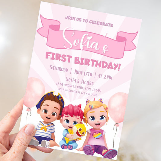 bebefinn girl birthday invitation