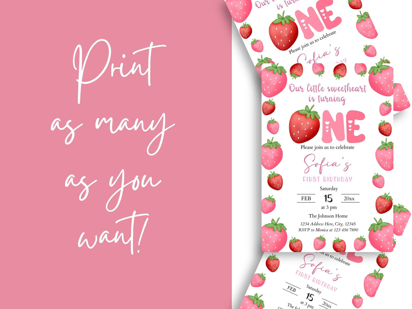 editable-strawberry-birthday-invitation-mama-life-printables for Free Printable First Birthday Invitations Editable Strawberry Birthday Invitation – Mama Life Printables for Free Printable First Birthday Invitations