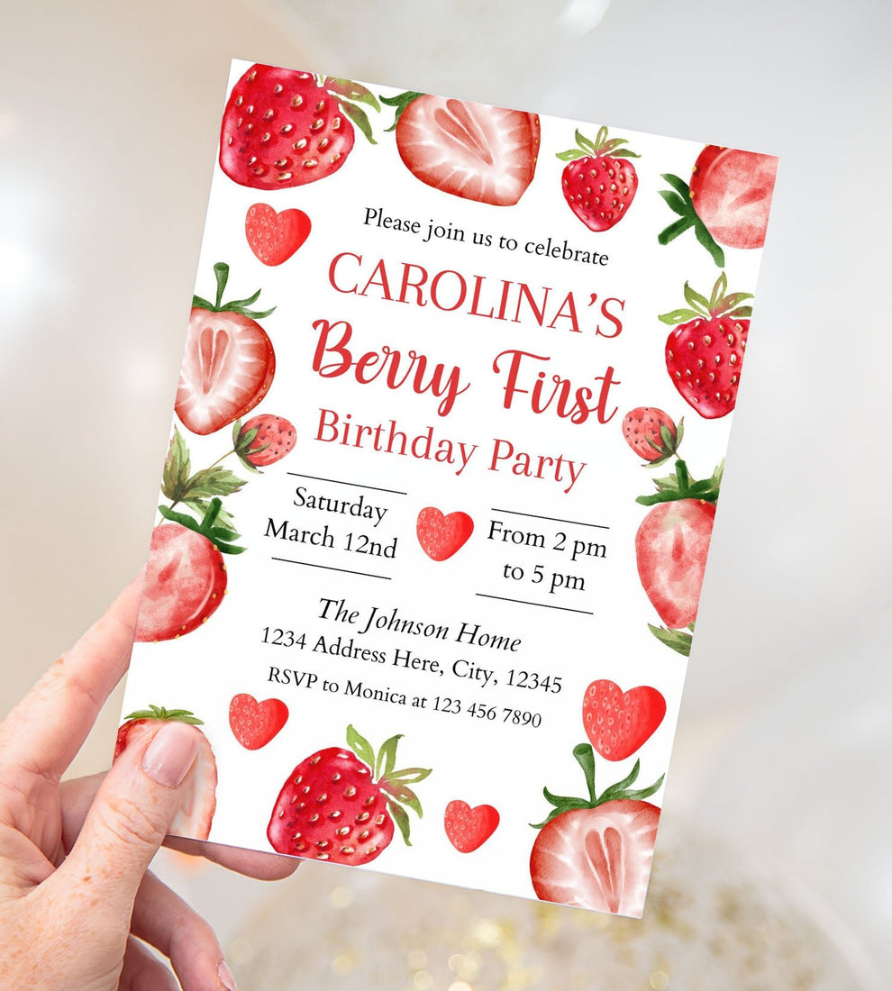 Berry 1st Birthday Invitation Template Mama Life Printables