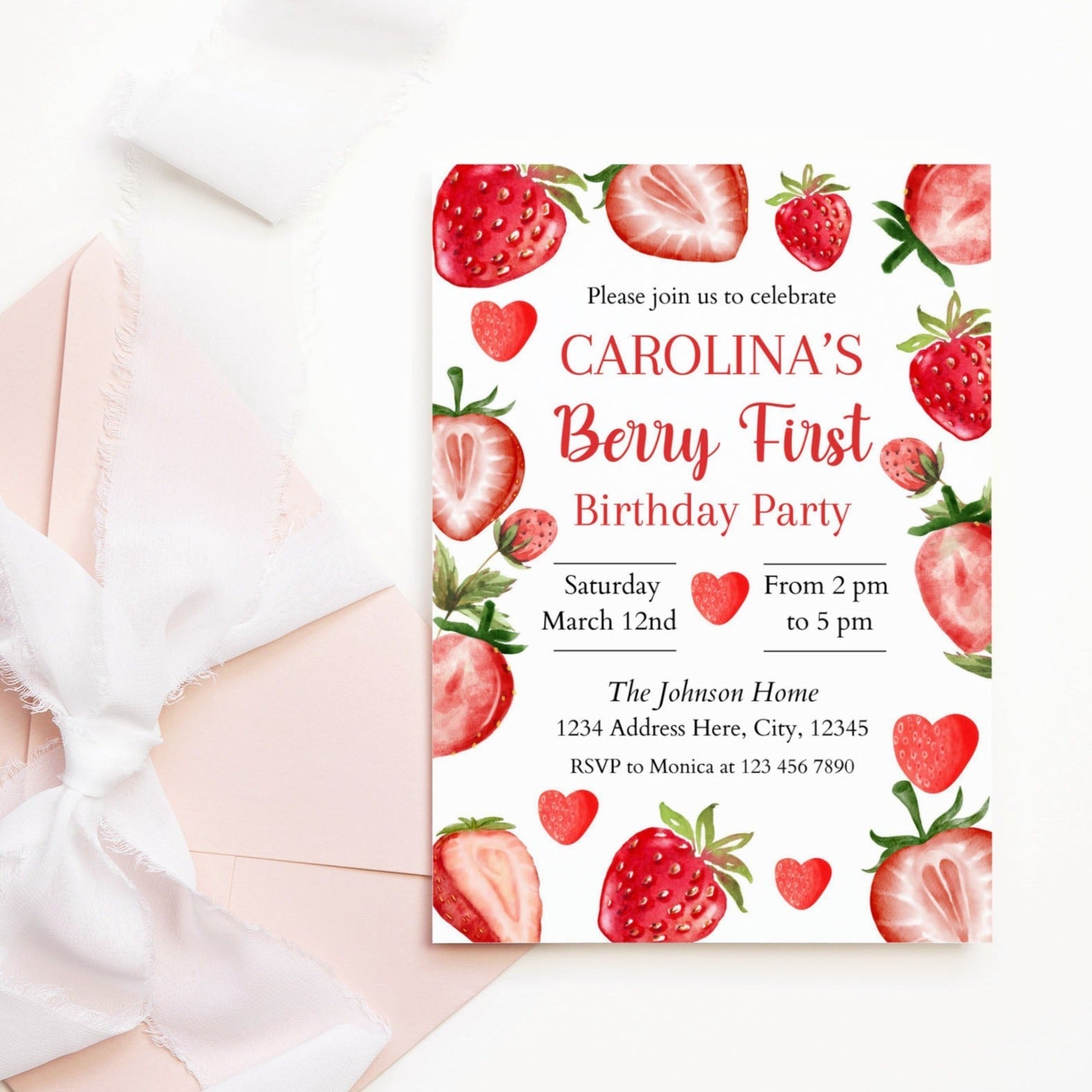 Berry 1st Birthday Invitation Template Mama Life Printables