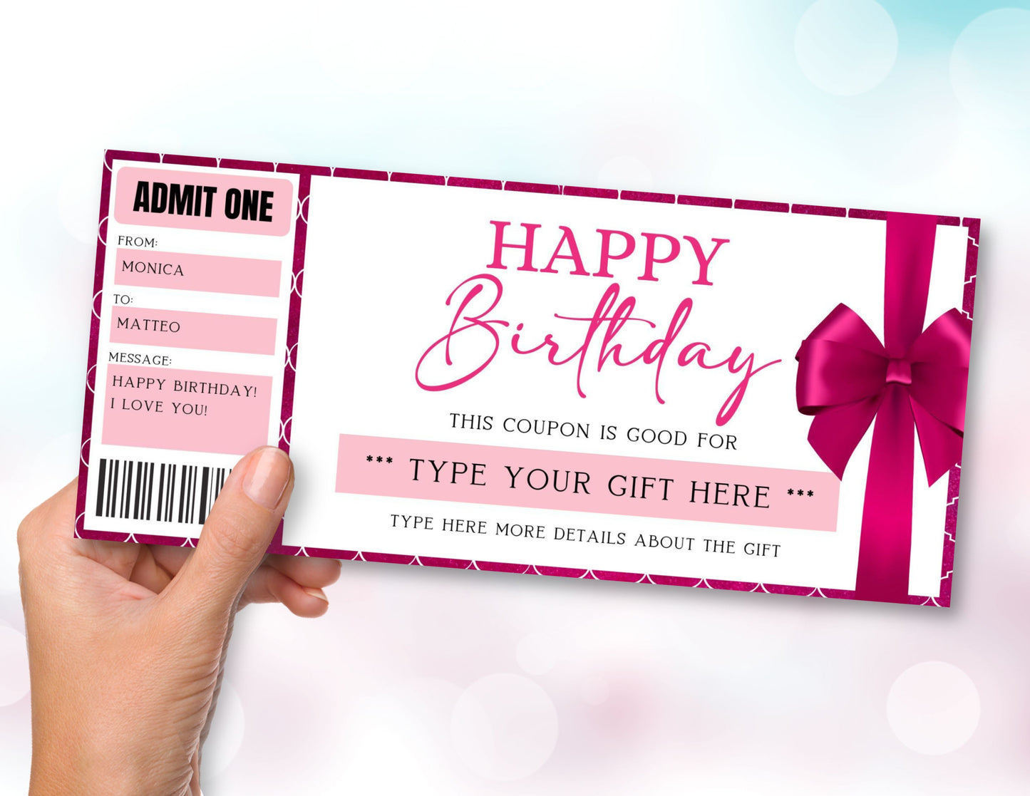 Editable Birthday Gift Ticket Canva Template Mama Life Printables