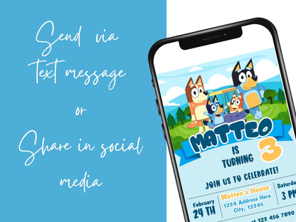 Bluey birthday invitation