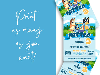 Bluey birthday invitation