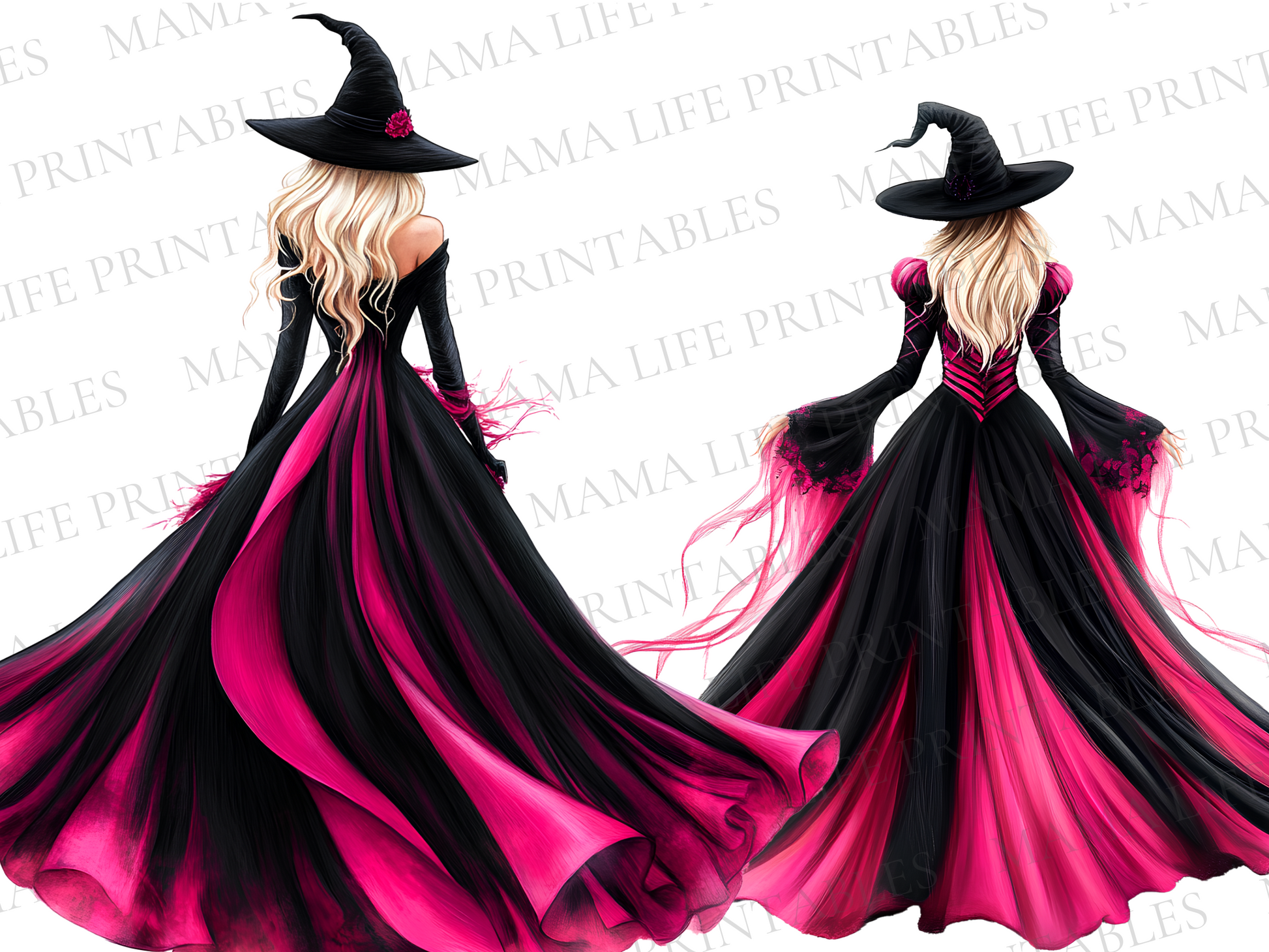 elegant witches png cliparts set