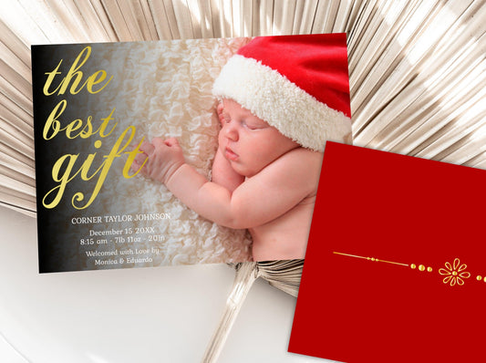 Christmas Birth Announcement Photo Card - Photo Card - Mama Life Printables