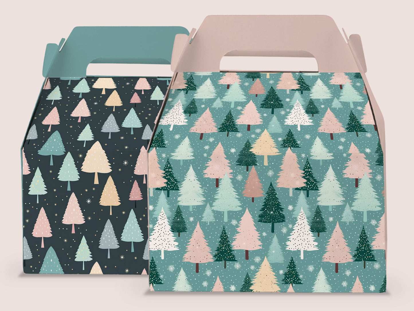 Christmas Trees in Pastel Colors Digital Papers | Christmas Patterns - Digital Artwork - Mama Life Printables