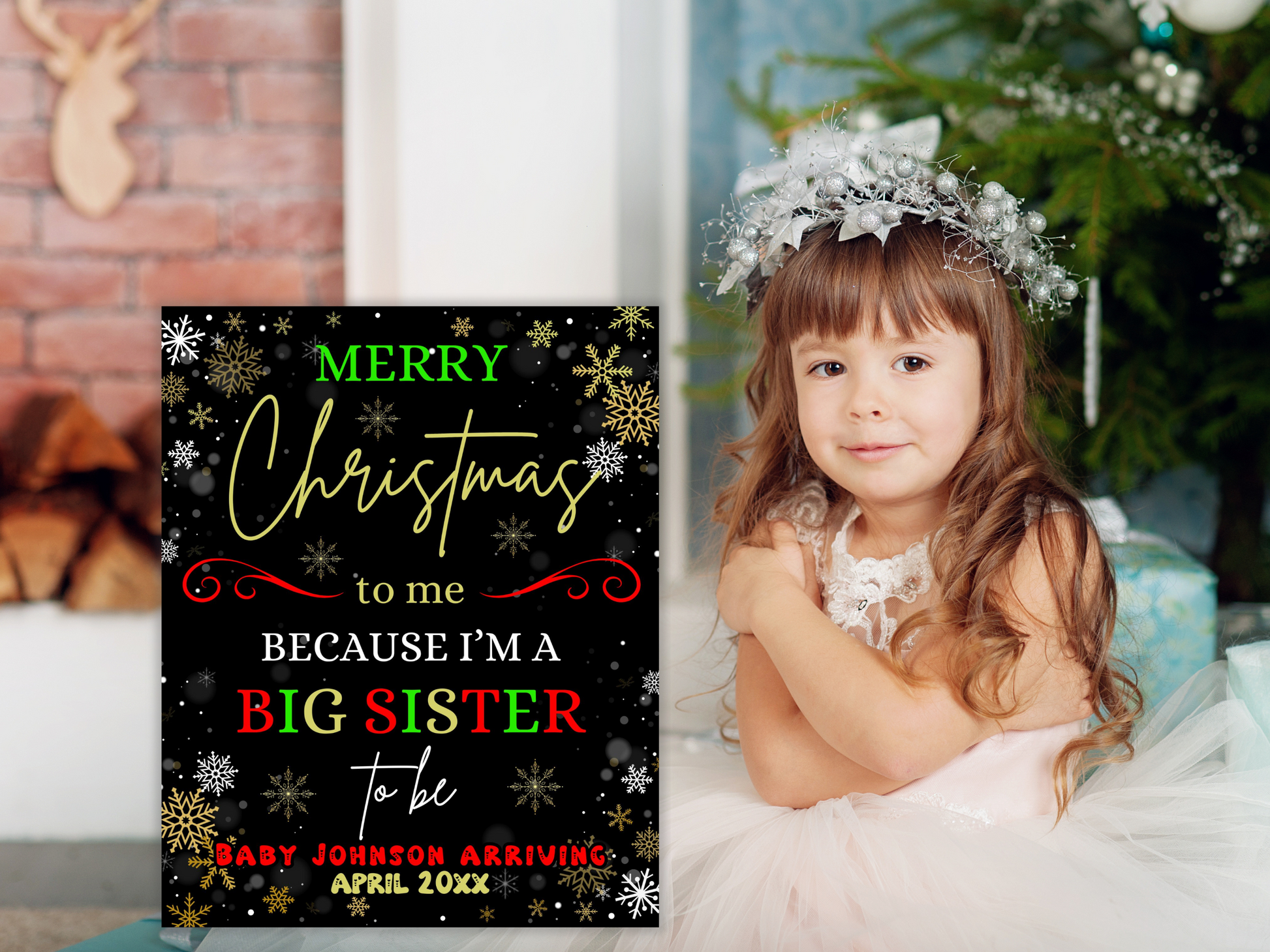 christmas big sister announcement board