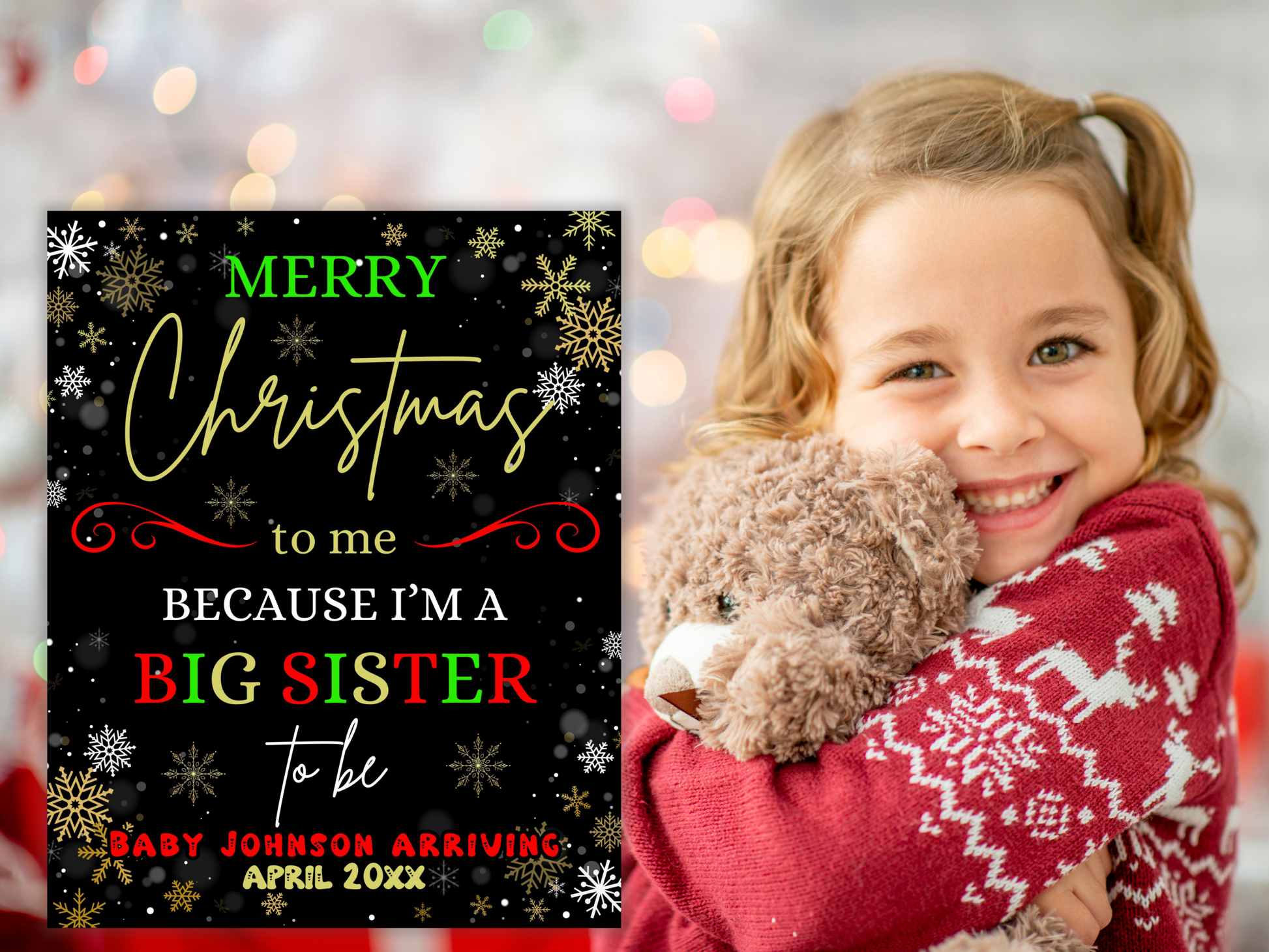 christmas big sister announcement board