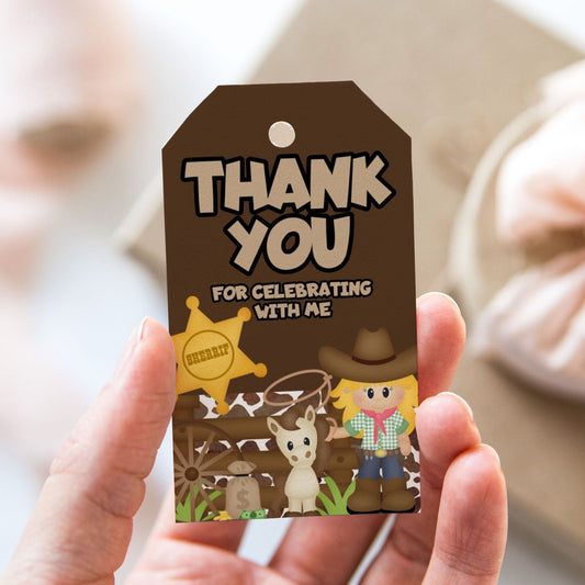 Cowgirl Birthday Thank You Tags - Party Favors - Mama Life Printables