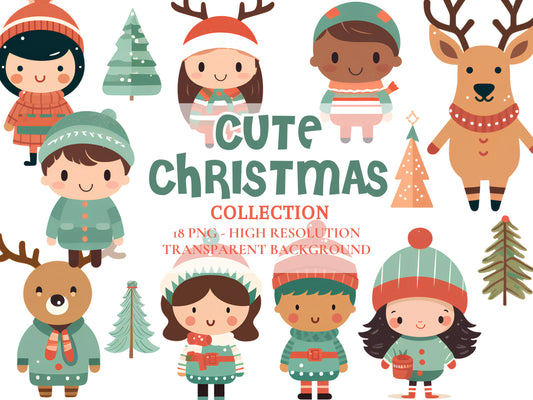 Cute Christmas PNG Cliparts - Digital Artwork - Mama Life Printables