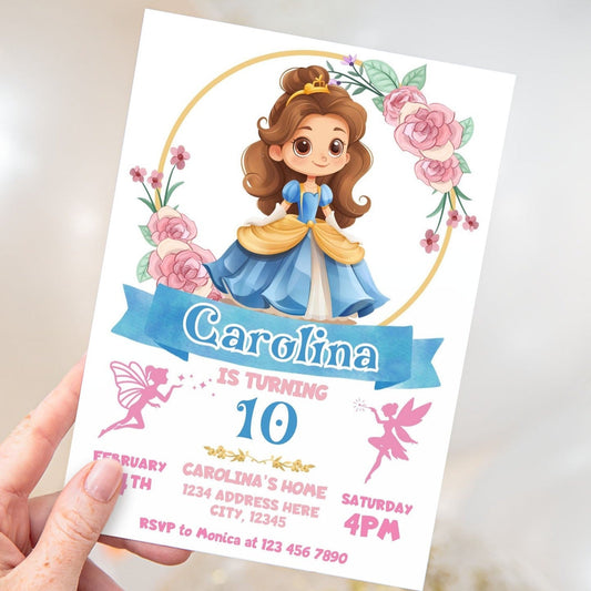 Cute Cinderella Birthday Invitation - Canva Template - Invitations - Mama Life Printables