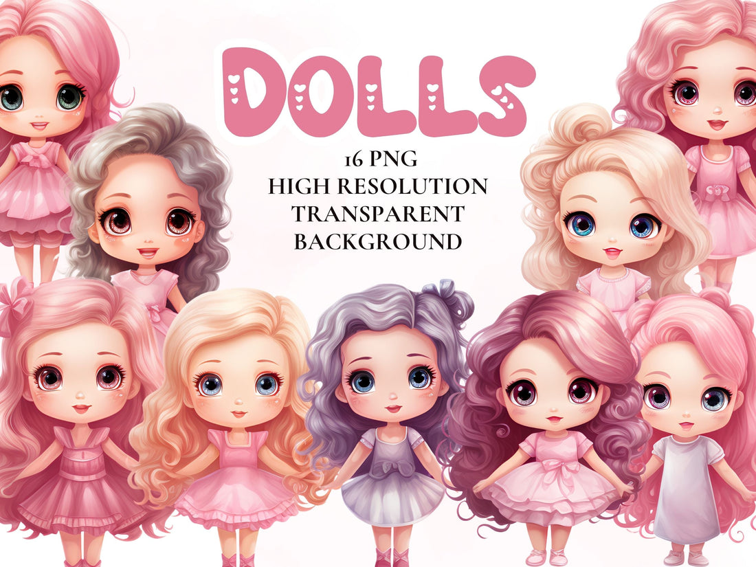 Cute Dolls PNG Clip Arts Set – Mama Life Printables