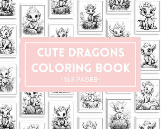 Cute Dragons Coloring Book - 163 Pages - Coloring Pages - Mama Life Printables
