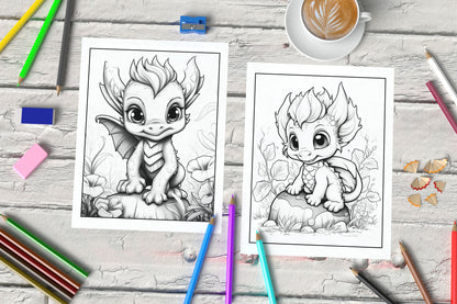 Cute Dragons Coloring Book - 163 Pages - Coloring Pages - Mama Life Printables