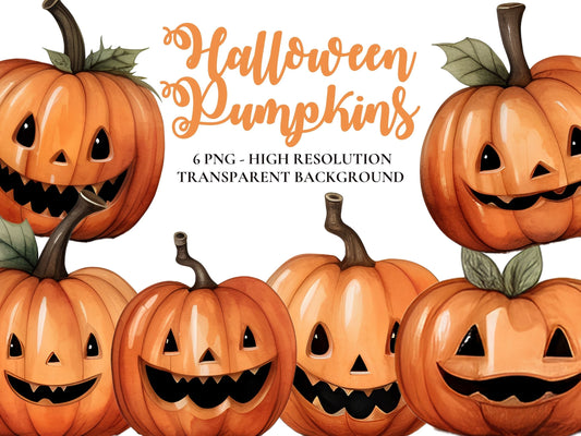 Cute Halloween Pumpkins PNG Cliparts - Digital Artwork - Mama Life Printables