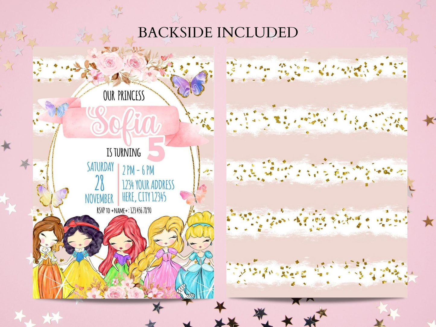 Cute Princess Invitation Set - Thank You Card, Invitation & Save the Date - Invitations - Mama Life Printables