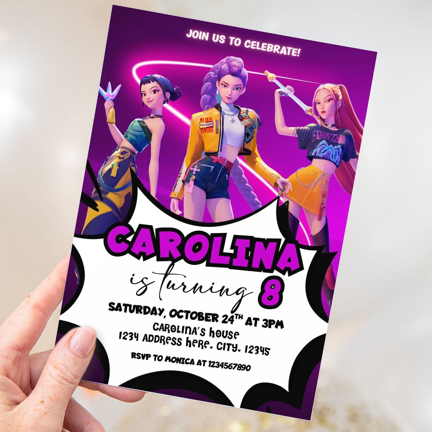 huntrix birthday invitation