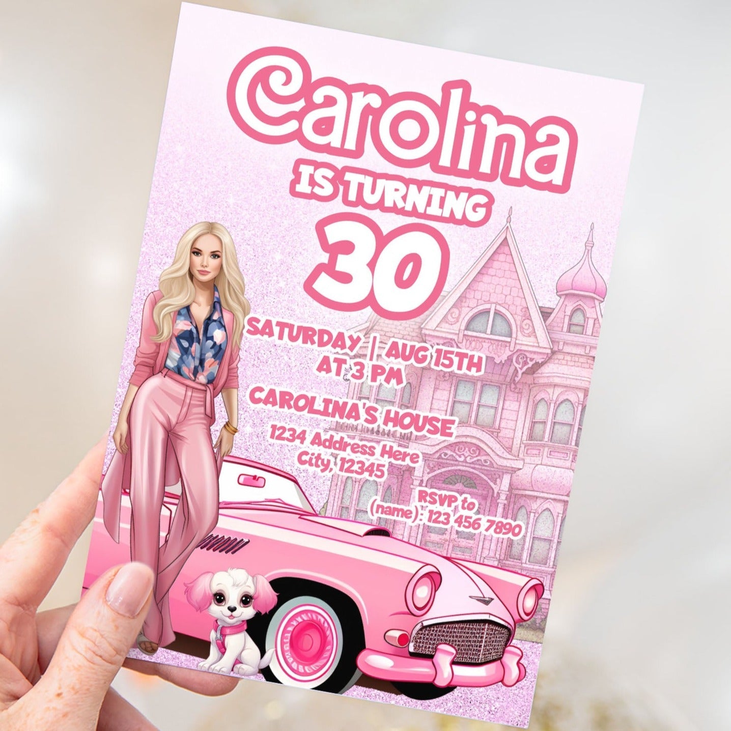 DIGITAL Barbie Invitation Template for 30th Birthday Party - Invitations - Mama Life Printables