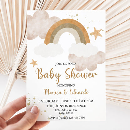 DIGITAL BOHO Rainbow Gender Neutral Baby Shower Invitation - Invitations - Mama Life Printables