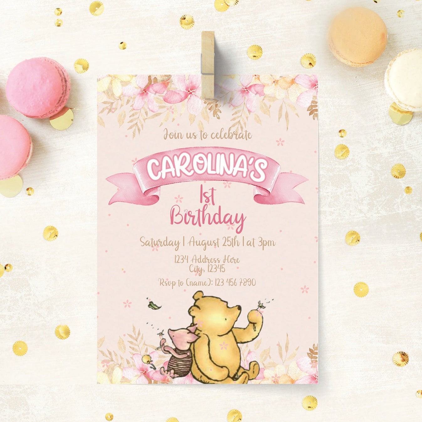 Winnie the Pooh 1st Birthday Invite Mama Life Printables