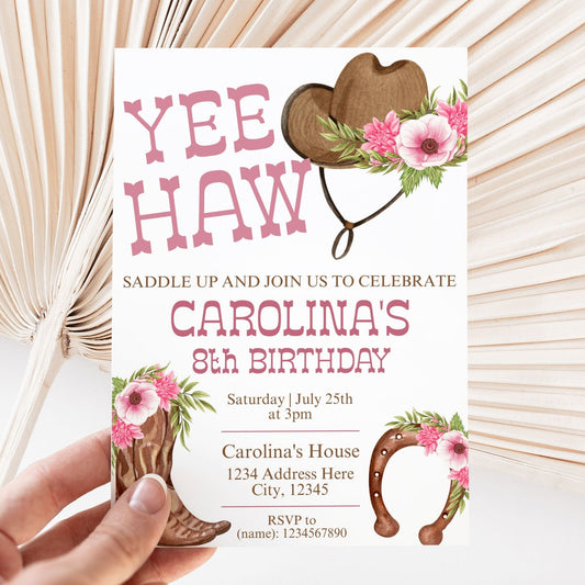 DIGITAL Cowgirl Birthday Invitation Template - Invitations - Mama Life Printables
