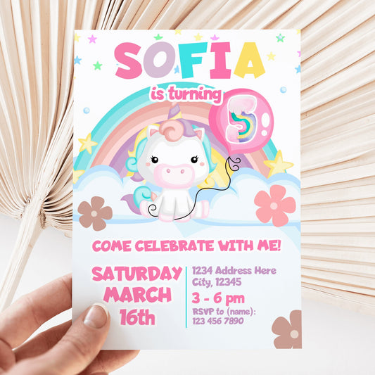 DIGITAL Cute Unicorn Birthday Invitation - Invitations - Mama Life Printables