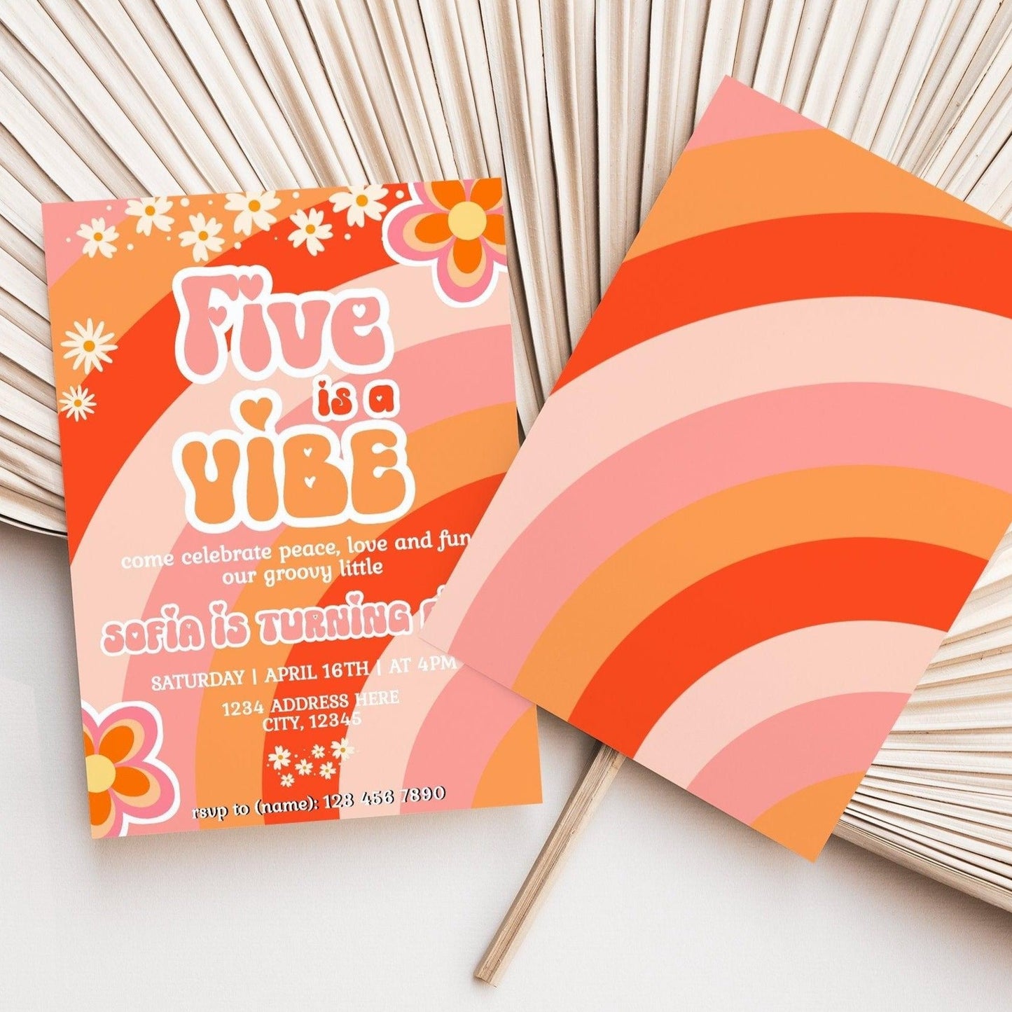 DIGITAL Five is a Vibe Groovy Birthday Invitation - Invitations - Mama Life Printables