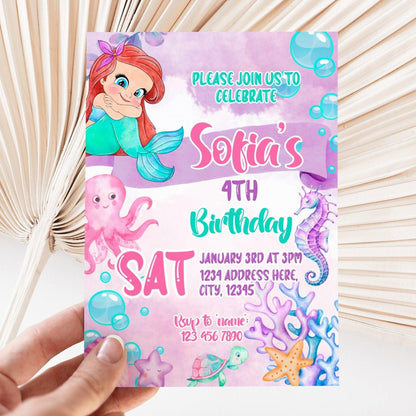 DIGITAL Little Mermaid Birthday Invitation - Invitations - Mama Life Printables