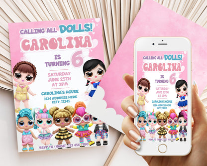 DIGITAL LOL Surprise Dolls Birthday Invitation Template - Invitations - Mama Life Printables