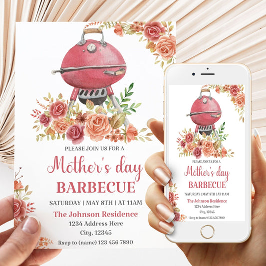 DIGITAL Mother's Day Barbecue Invitation - Invitations - Mama Life Printables