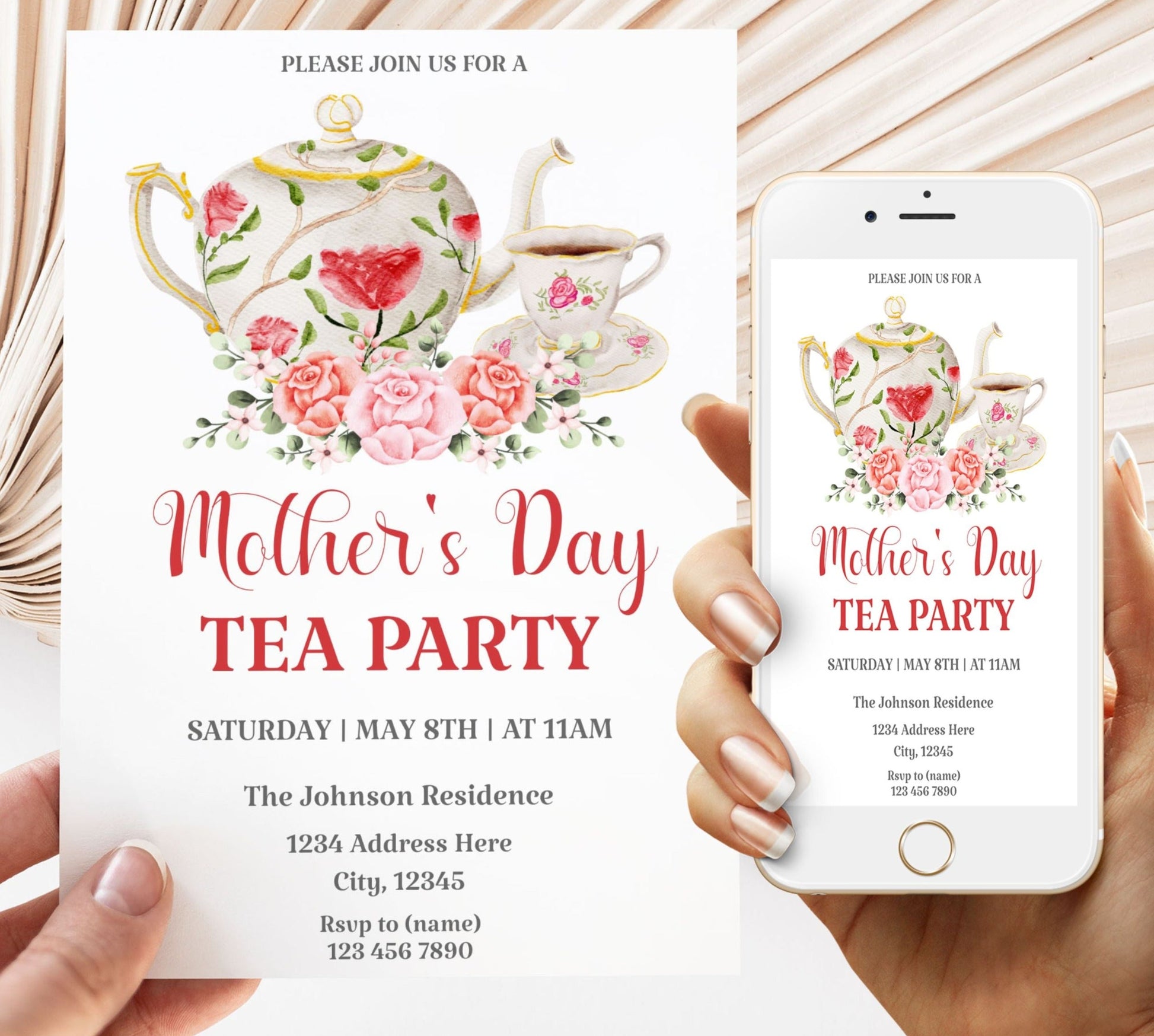 DIGITAL Mother's Day Tea Party Invitation - Invitations - Mama Life Printables