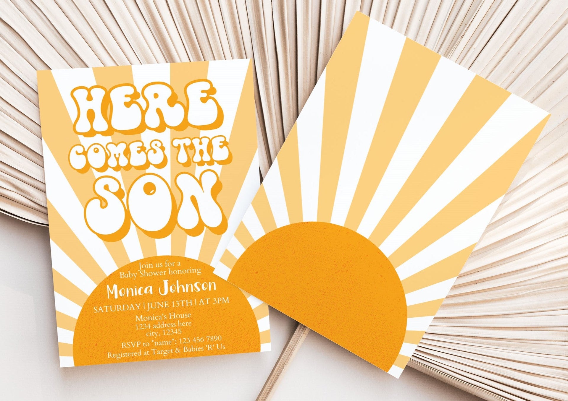 Retro Sunshine Baby Shower Invitation – Mama Life Printables, image size:1920x1357