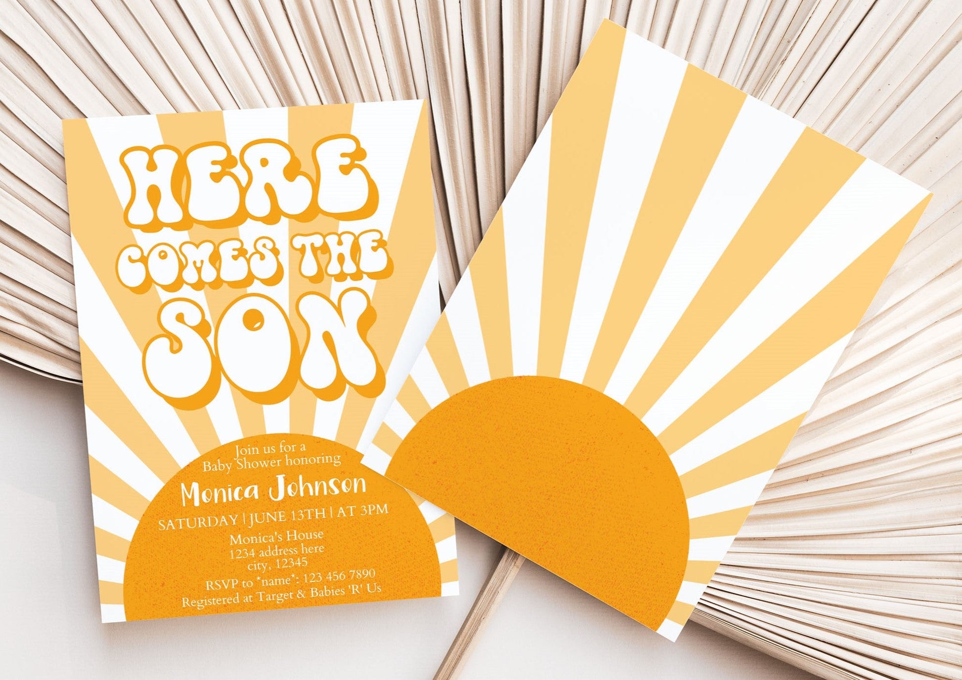 DIGITAL Retro Sunshine Baby Shower Invitation - Invitations - Mama Life Printables