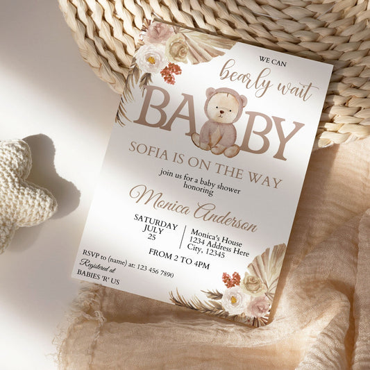 DIGITAL We can Bearly Wait Baby Shower Invitation - Invitations - Mama Life Printables