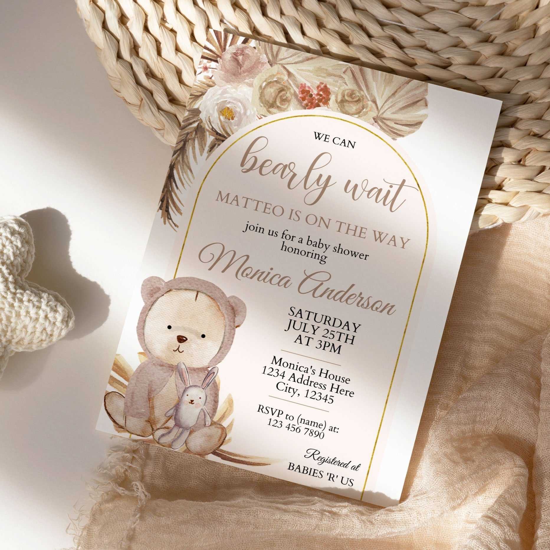 DIGITAL We can Bearly Wait Girl Baby Shower Invitation - Invitations - Mama Life Printables