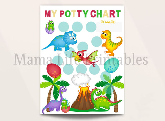 Dinosaur Potty Training Sticker Chart - Kids Reward Chart - Mama Life Printables