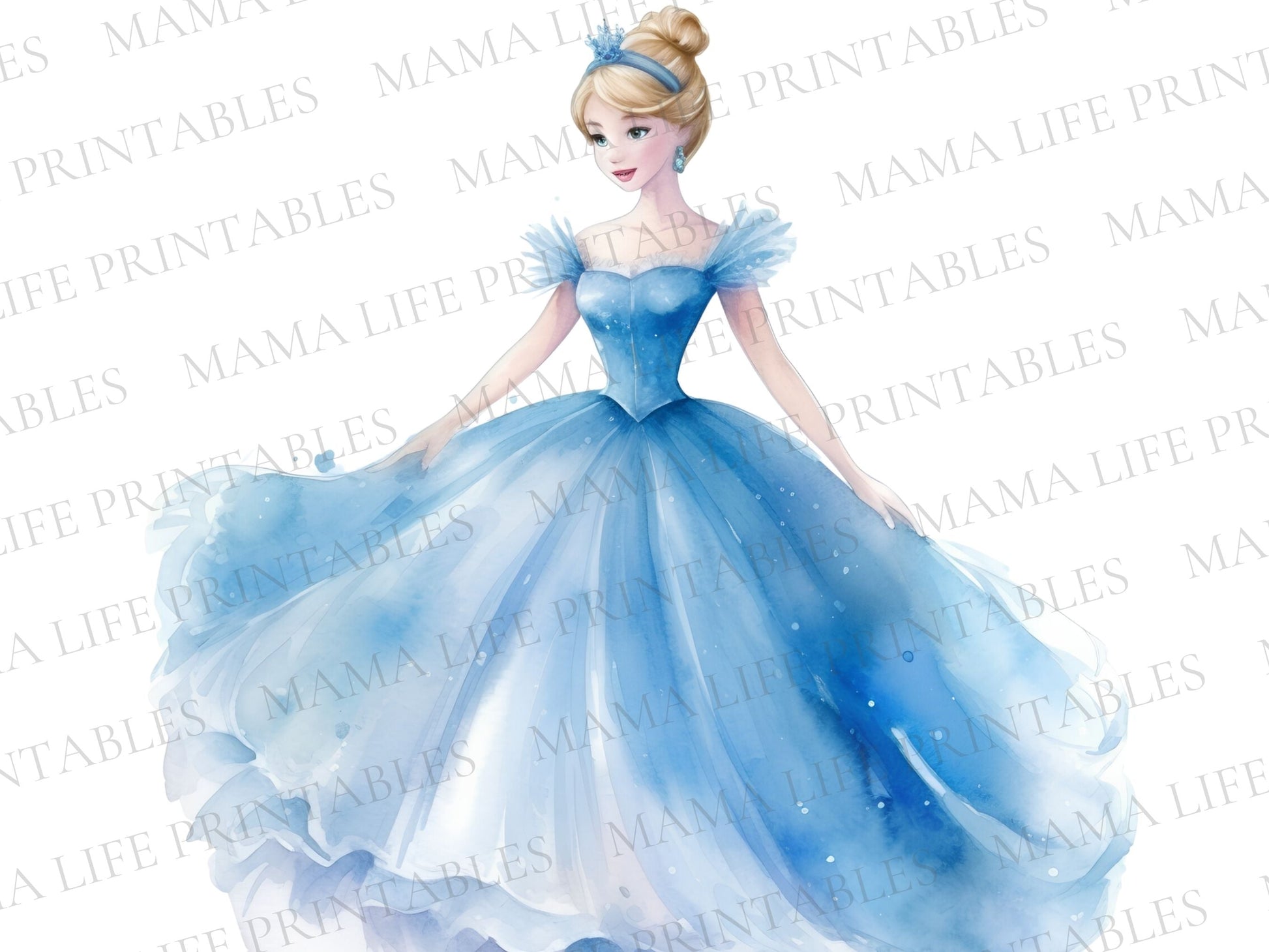 Disney Cinderella Watercolor PNG Cliparts - Digital Artwork - Mama Life Printables