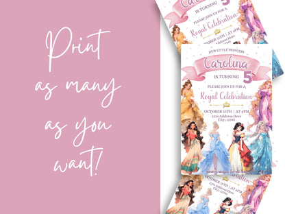 Disney Princess Anime Style Birthday Invitation - Canva Template - Invitations - Mama Life Printables