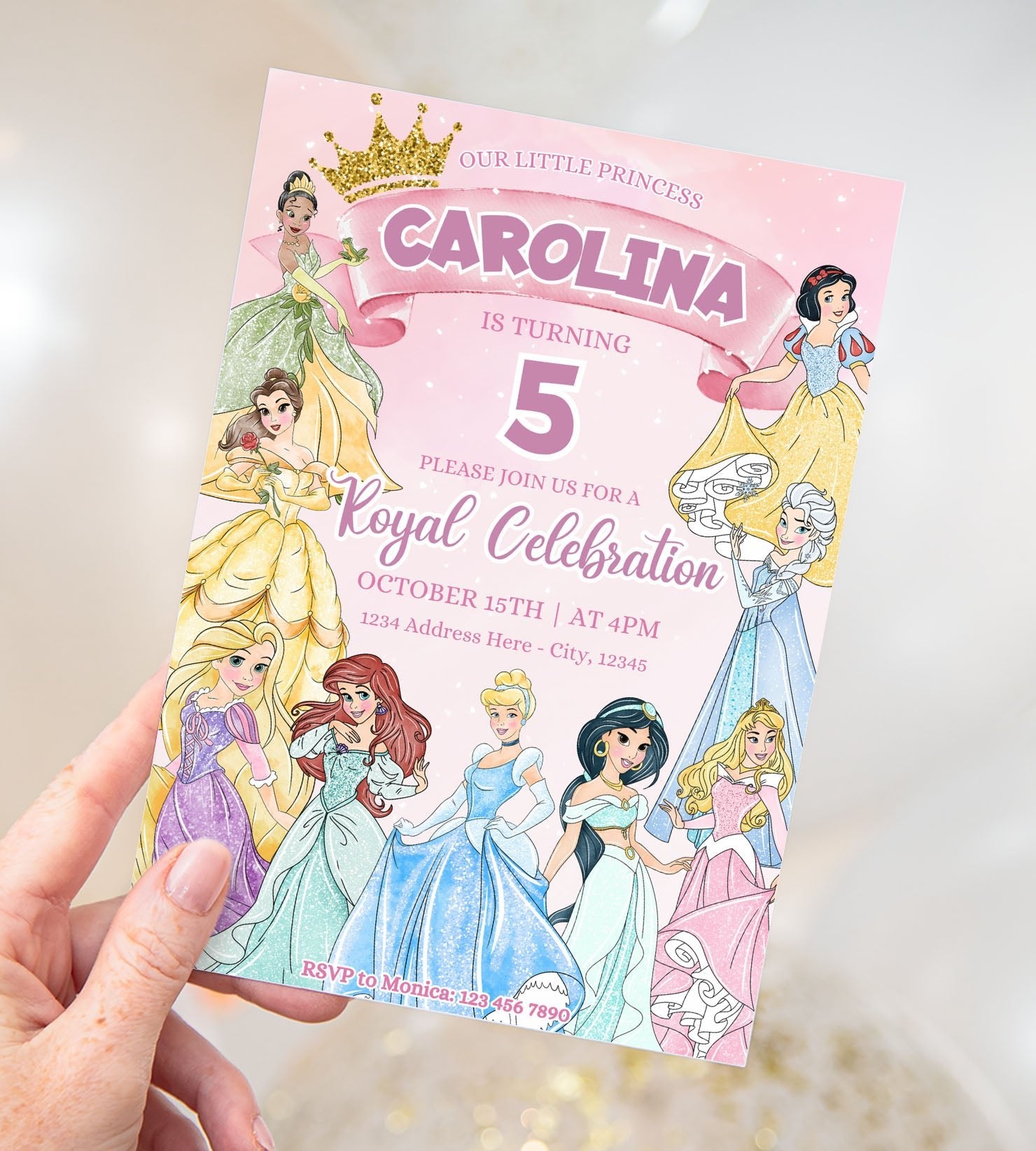 Disney Princess Birthday Invitation - Canva Template - Invitations - Mama Life Printables