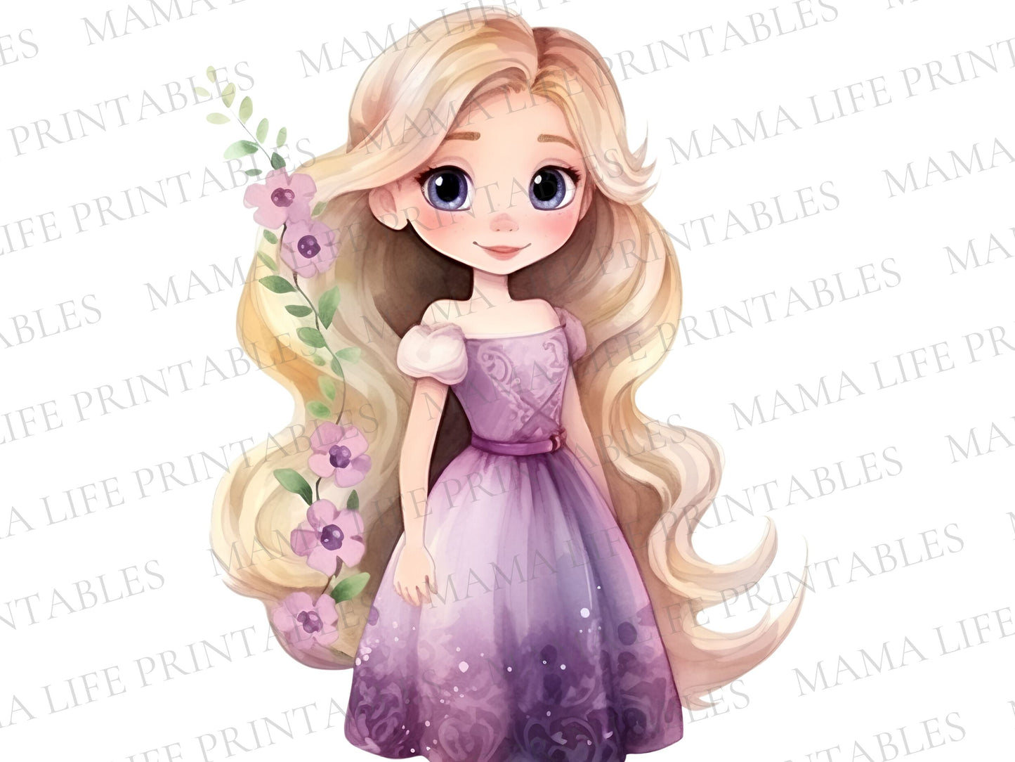 Disney Rapunzel Watercolor PNG Cliparts - Digital Artwork - Mama Life Printables