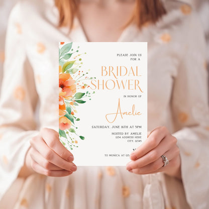 Floral bridal shower invitation design ready for customization