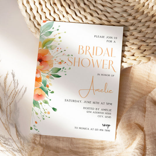 Floral bridal shower invitation design ready for customization