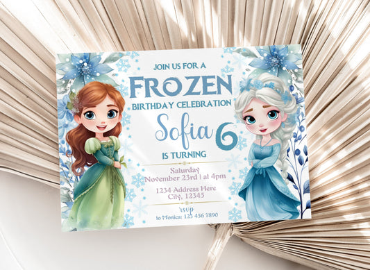 Frozen Birthday Invitation - Canva Template - Invitations - Mama Life Printables