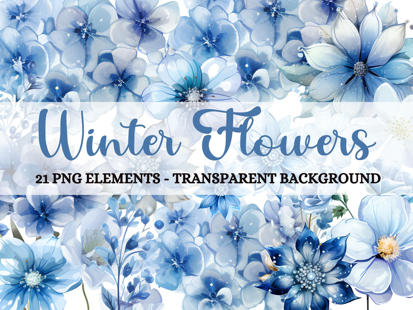 Frozen-Inspired Flowers PNG Cliparts - Digital Artwork - Mama Life Printables