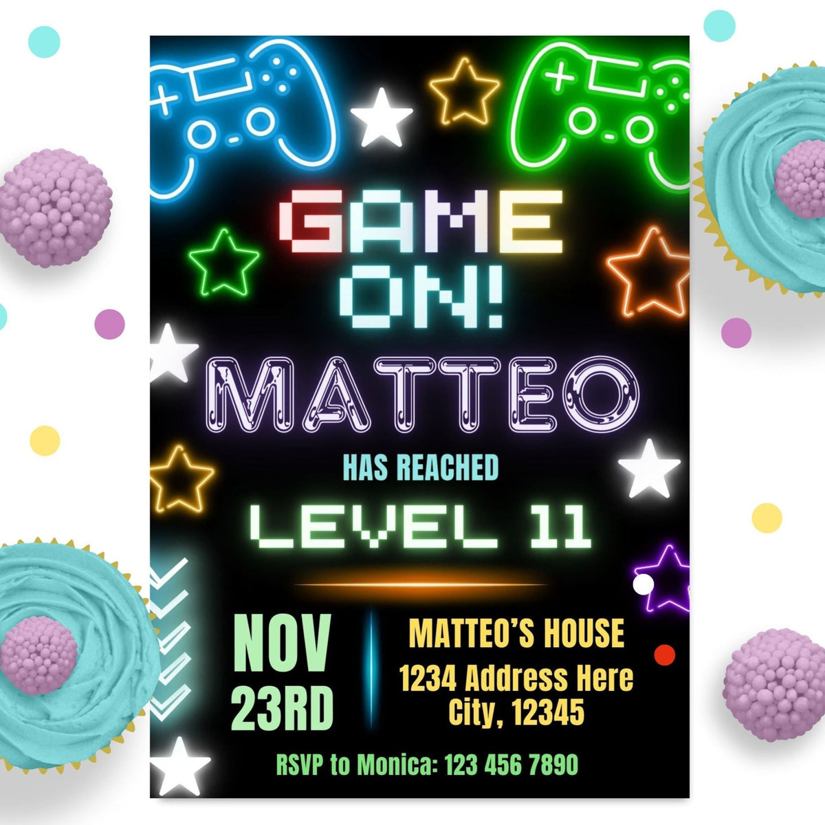 Game Invite Background Design Gaming Birthday Party Invitation Background