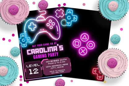 Gaming Party Birthday Invitation - Canva Template - Invitations - Mama Life Printables